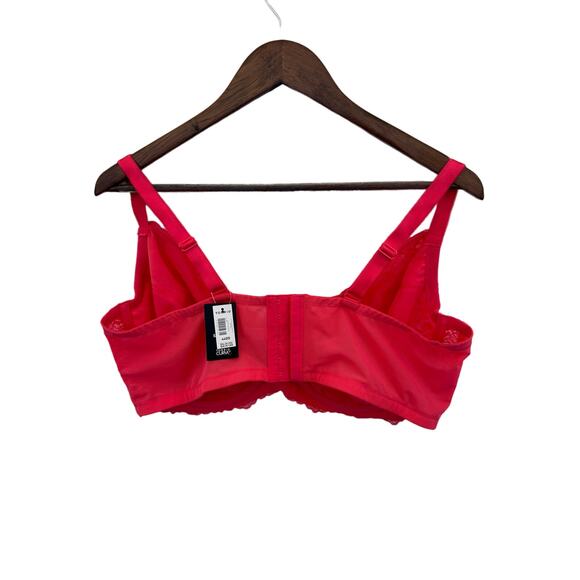 Torrid Curve Unlined Balconette Bra Size 44DD Hot Pink Lace - Picture 2 of 7
